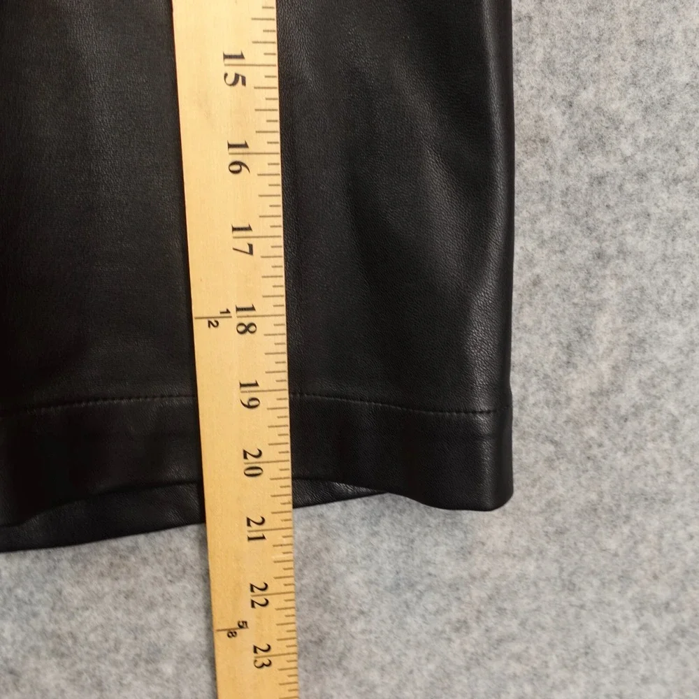 Y2K Black‎ Vegan Leather Skirt 12 Belted Rocker Downtown Girl Preppy ANN TAYLOR